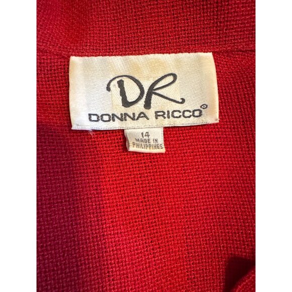 Vintage Donna Ricco Size 14 Red Blouse - Picture 4 of 4